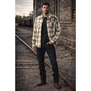 Machine Graphic Western Snap Shirt Y2K Dragon Crest Plaid Mens Large NWT